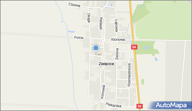 Zielęcice gmina Skarbimierz, Działkowa, mapa Zielęcice gmina Skarbimierz