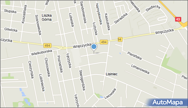 Częstochowa, Elbląska, mapa Częstochowy