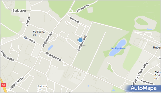 Olsztyn, Erdmanowej Aliny, dr., mapa Olsztyna