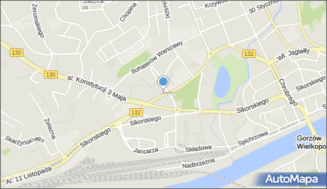 Gorzów Wielkopolski, Estkowskiego Ewarysta, mapa Gorzów Wielkopolski