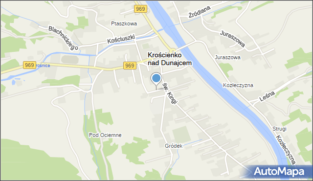 Krościenko nad Dunajcem, Esperanto, mapa Krościenko nad Dunajcem