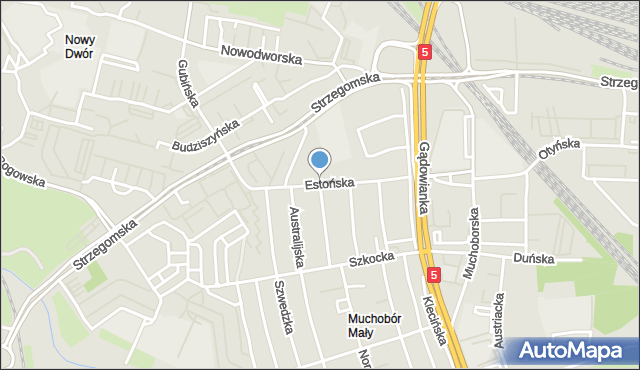 Wrocław, Estońska, mapa Wrocławia