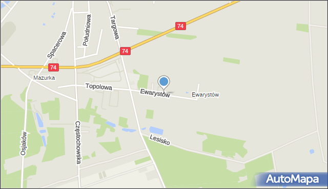 Osjaków, Ewarystów, mapa Osjaków