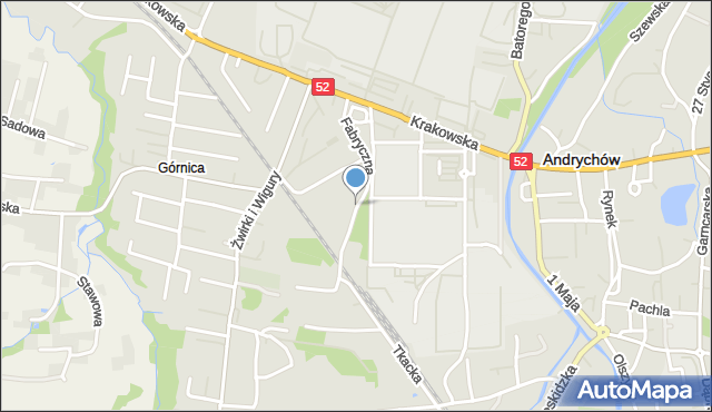 Andrychów, Fabryczna, mapa Andrychów