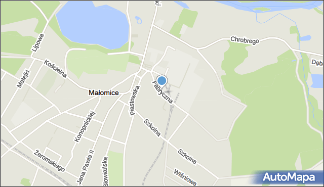 Małomice, Fabryczna, mapa Małomice