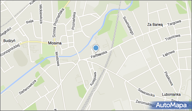 Mosina powiat poznański, Farbiarska, mapa Mosina powiat poznański