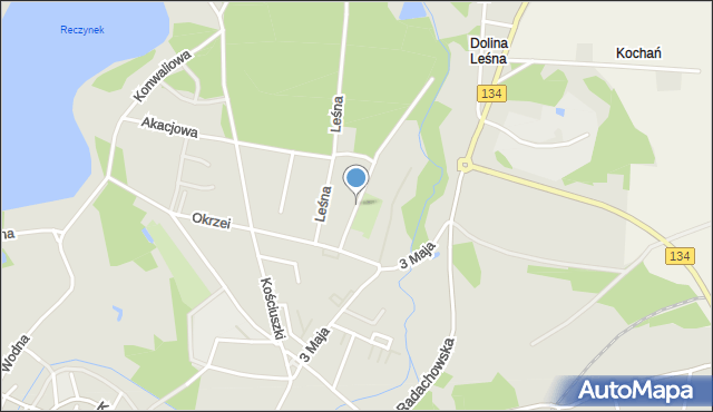 Ośno Lubuskie, Fabryczna, mapa Ośno Lubuskie