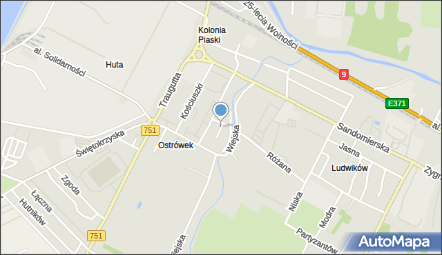Ostrowiec Świętokrzyski, Fabryczna, mapa Ostrowiec Świętokrzyski