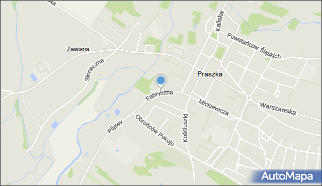 Praszka, Fabryczna, mapa Praszka