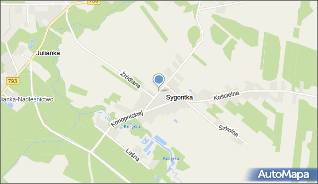 Sygontka, Fabryczna, mapa Sygontka