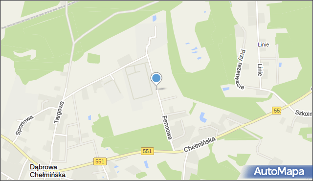 Dąbrowa Chełmińska, Fermowa, mapa Dąbrowa Chełmińska