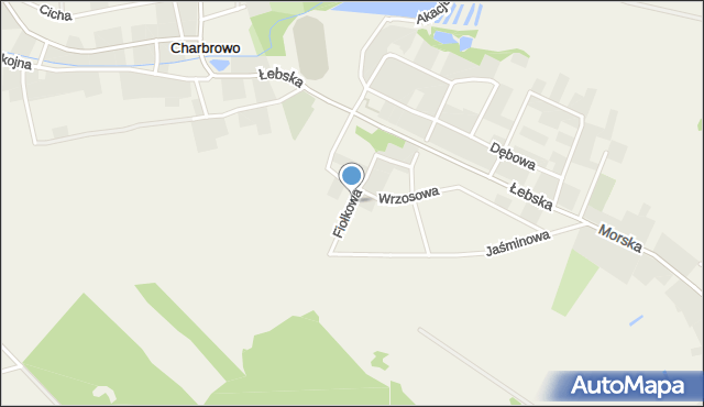 Charbrowo, Fiołkowa, mapa Charbrowo