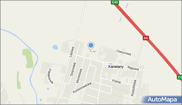 Karwiany, Fiołkowa, mapa Karwiany