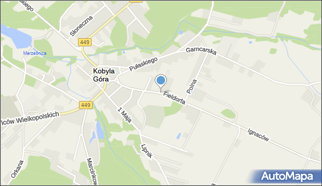 Kobyla Góra powiat ostrzeszowski, Fieldorfa-Nila Augusta Emila, gen., mapa Kobyla Góra powiat ostrzeszowski