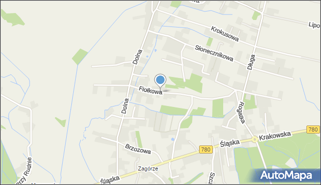 Rybna gmina Czernichów, Fiołkowa, mapa Rybna gmina Czernichów