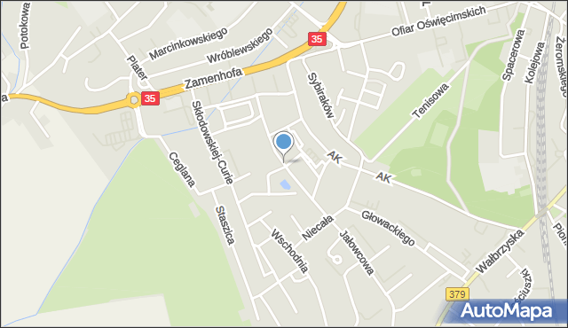 Świdnica, Fieldorfa-Nila Augusta Emila, gen., mapa Świdnicy