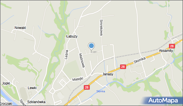 Mszana Dolna, Flizaka Sebastiana, mapa Mszana Dolna
