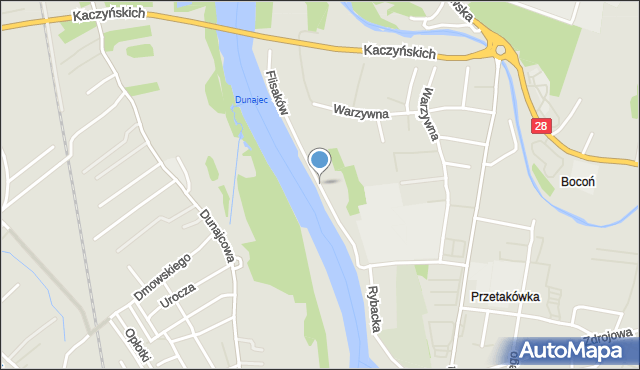 Nowy Sącz, Flisaków, mapa Nowego Sącza