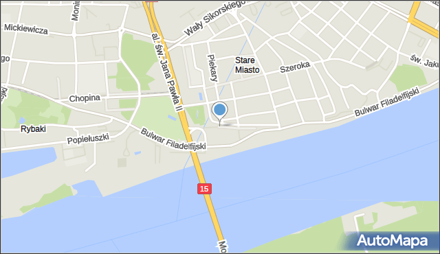 Toruń, Flisacza, mapa Torunia