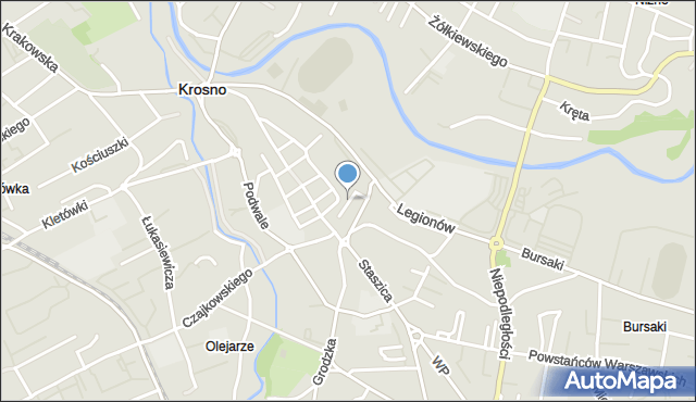 Krosno, Forteczna, mapa Krosna