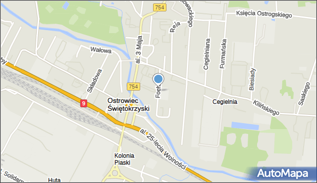 Ostrowiec Świętokrzyski, Focha Ferdynanda, marsz., mapa Ostrowiec Świętokrzyski