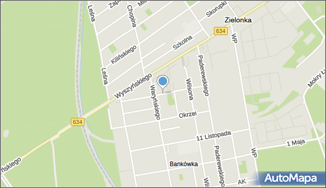 Zielonka powiat wołomiński, Focha Ferdynanda, marsz., mapa Zielonka powiat wołomiński