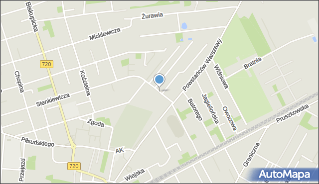 Brwinów, Franciszka Żwirki i Stanisława Wigury, mapa Brwinów