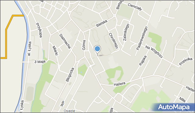 Cieszyn, Franciszka Żwirki i Stanisława Wigury, mapa Cieszyna