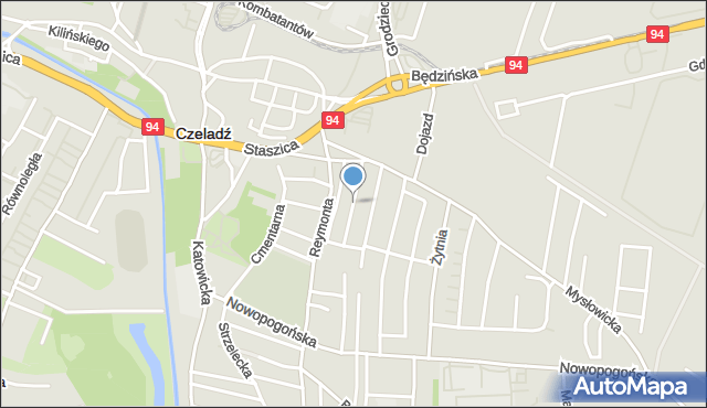 Czeladź, Franciszka Żwirki i Stanisława Wigury, mapa Czeladź