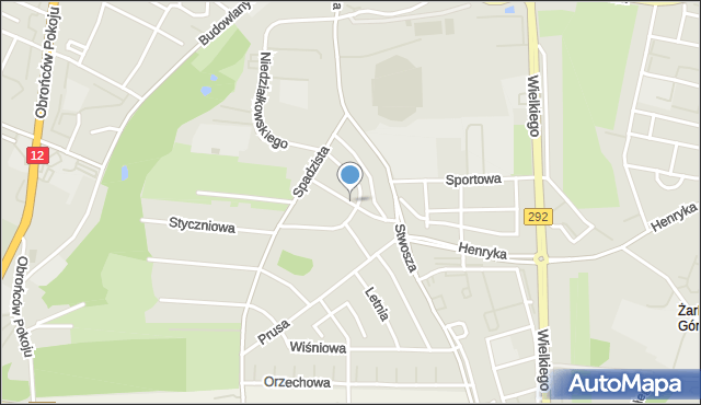 Głogów, Franciszka Żwirki i Stanisława Wigury, mapa Głogów