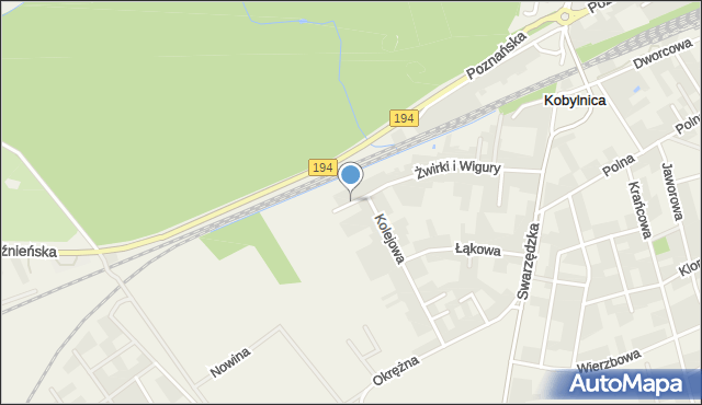 Gruszczyn gmina Swarzędz, Franciszka Żwirki i Stanisława Wigury, mapa Gruszczyn gmina Swarzędz