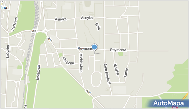 Gryfino, Fredry Aleksandra, mapa Gryfino