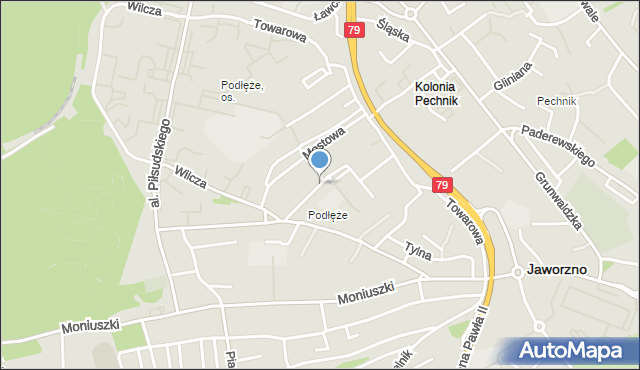 Jaworzno, Fredry Aleksandra, mapa Jaworzno