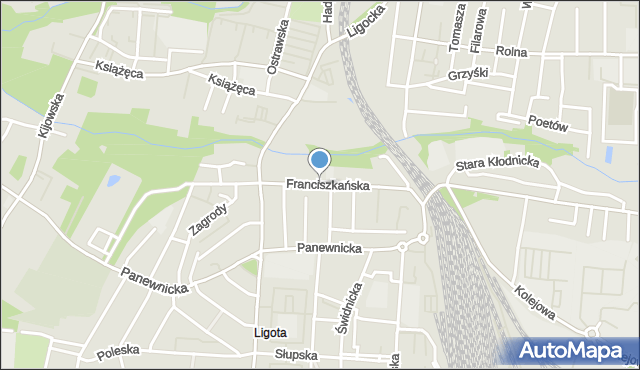 Katowice, Franciszkańska, mapa Katowic