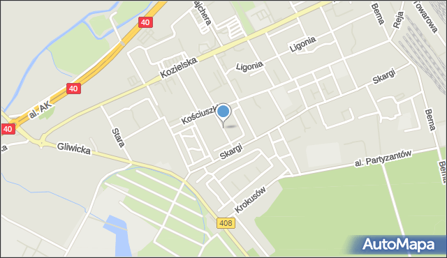 Kędzierzyn-Koźle, Franciszka Żwirki i Stanisława Wigury, mapa Kędzierzyna-Koźle