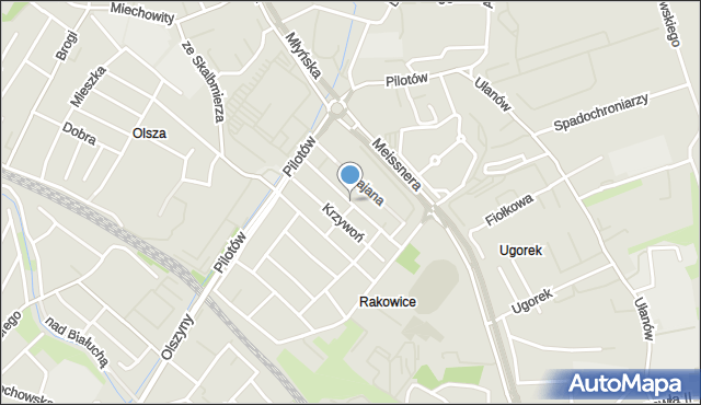 Kraków, Franciszka Żwirki i Stanisława Wigury, mapa Krakowa