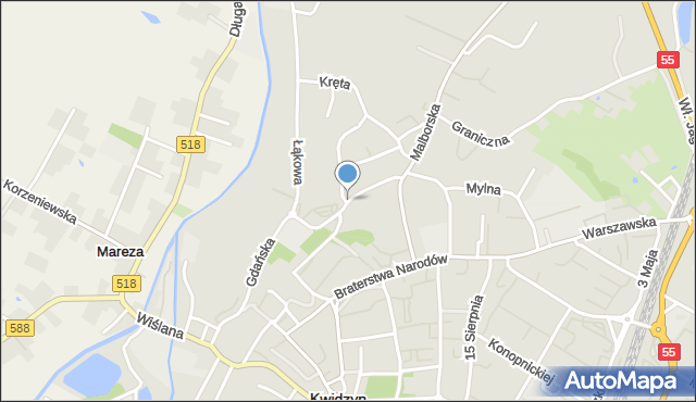 Kwidzyn, Franciszka Żwirki i Stanisława Wigury, mapa Kwidzyn