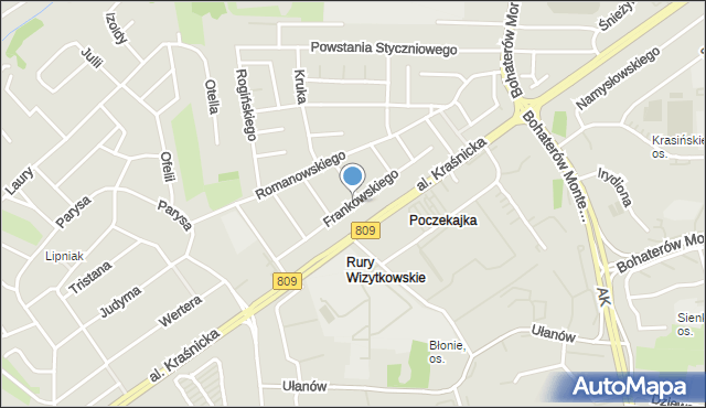 Lublin, Frankowskiego Leona, mapa Lublina
