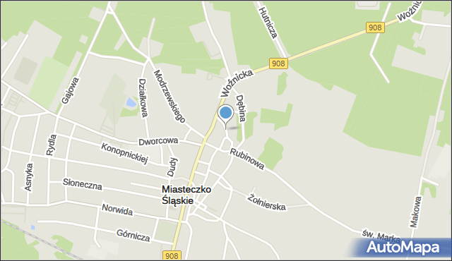 Miasteczko Śląskie, Fredry Aleksandra, mapa Miasteczko Śląskie