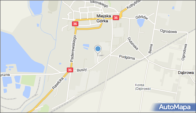 Miejska Górka, Fredry Aleksandra, mapa Miejska Górka
