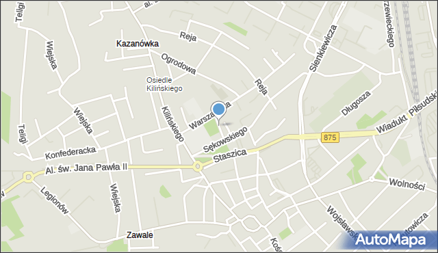 Mielec, Franciszka Żwirki i Stanisława Wigury, mapa Mielca
