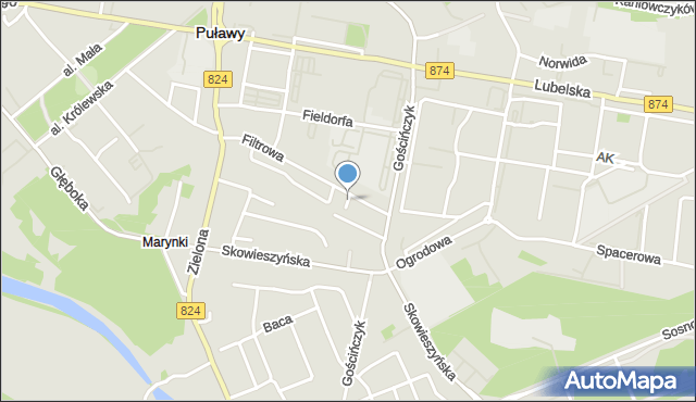 Puławy, Franczaka Józefa, sierż., mapa Puław