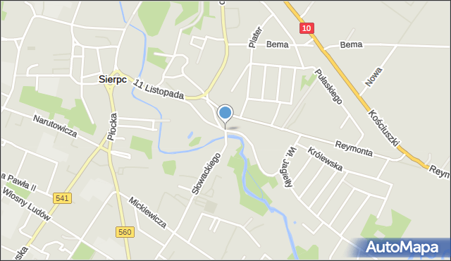 Sierpc, Franciszka Żwirki i Stanisława Wigury, mapa Sierpc