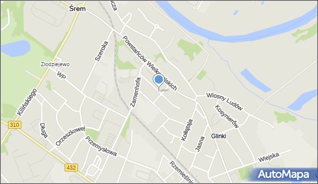 Śrem, Frycza-Modrzewskiego Andrzeja, mapa Śrem