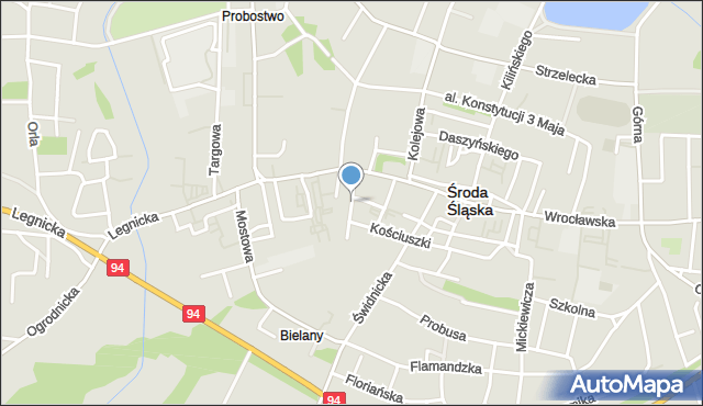 Środa Śląska, Franciszka Żwirki i Stanisława Wigury, mapa Środa Śląska