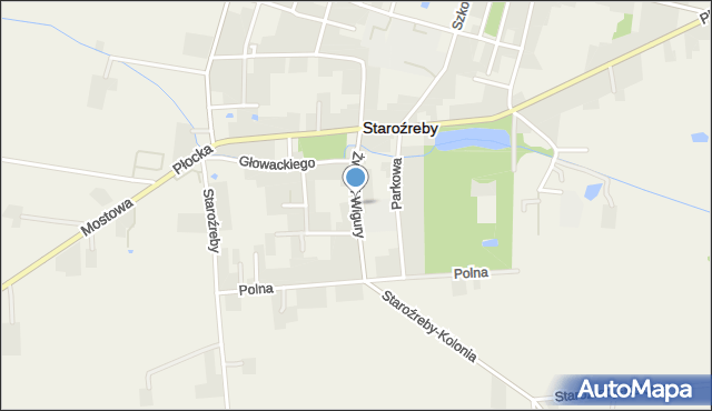 Staroźreby, Franciszka Żwirki i Stanisława Wigury, mapa Staroźreby