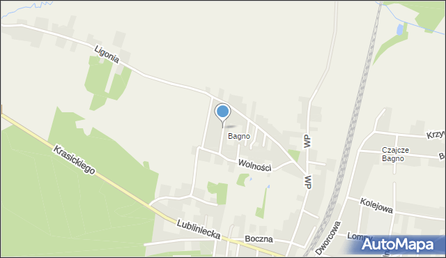 Strzebiń, Franciszka Żwirki i Stanisława Wigury, mapa Strzebiń