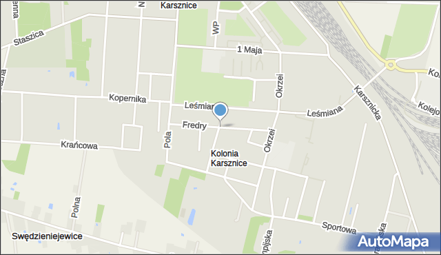 Zduńska Wola, Fredry Aleksandra, mapa Zduńska Wola