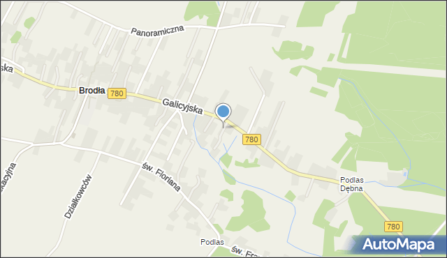 Brodła, Gajówka, mapa Brodła