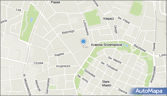 Kraków, Garbarska, mapa Krakowa
